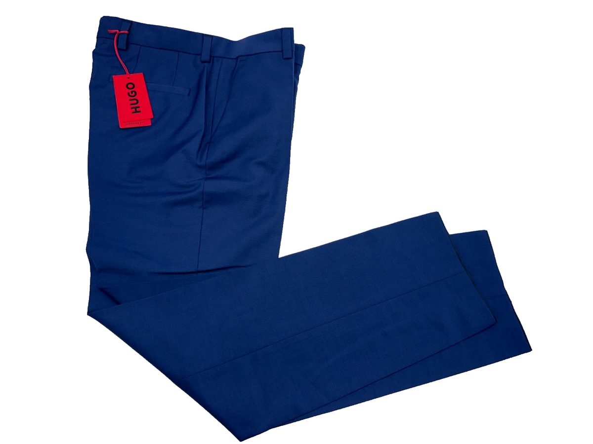 $198 Hugo Boss Men's Slim-Fit Trousers - Open Blue - 32 Regular - New With Tags