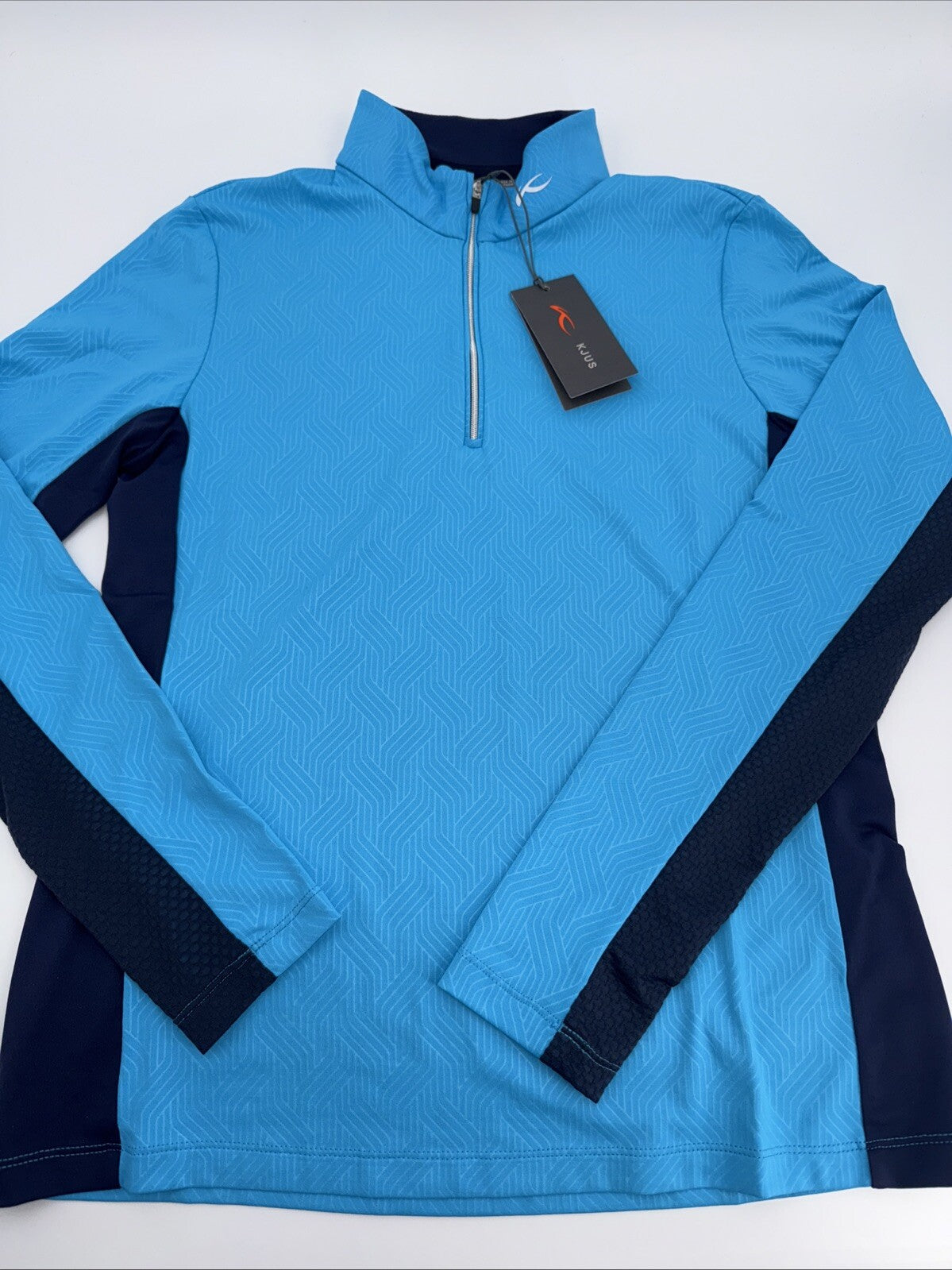 $160 KJUS Women’s Sunshine Comfort 1/4 Zip Golf Pullover UPF 50-Blue-Small-New