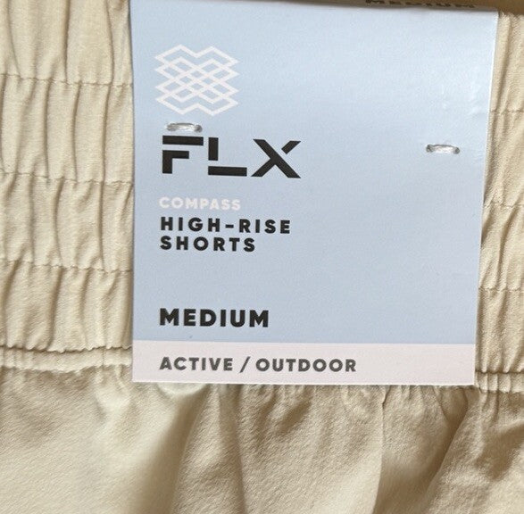 FLX Women’s Compass High Rise Shorts-Lanie Beige- Medium - New Tag $40