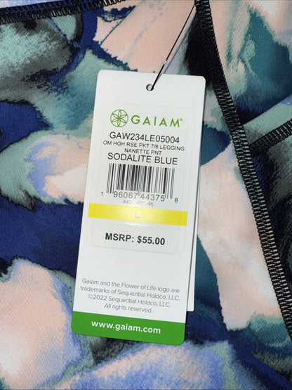 Gaiam Women’s7/8 Nanette Leggings High Rise- Blue Multi- Large - New Tag $55