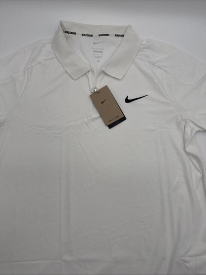 $105 Nike Men’s Dri-FIT Court Slam Tennis Polo Shirt 1/4 Zip- White-XLarge- NEW