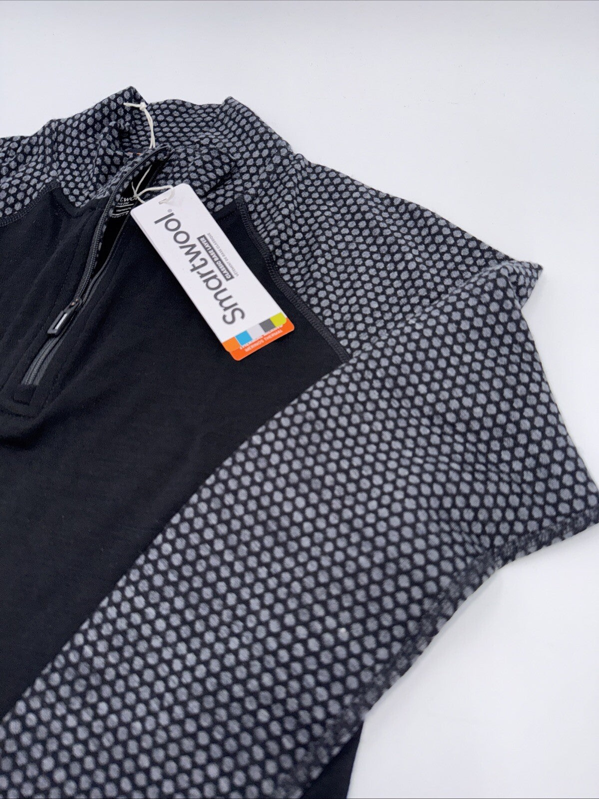 $120 Smartwool Women’s 1/4 Zip Pullover Merino 1/4 Zip-Black Dots - Small -New