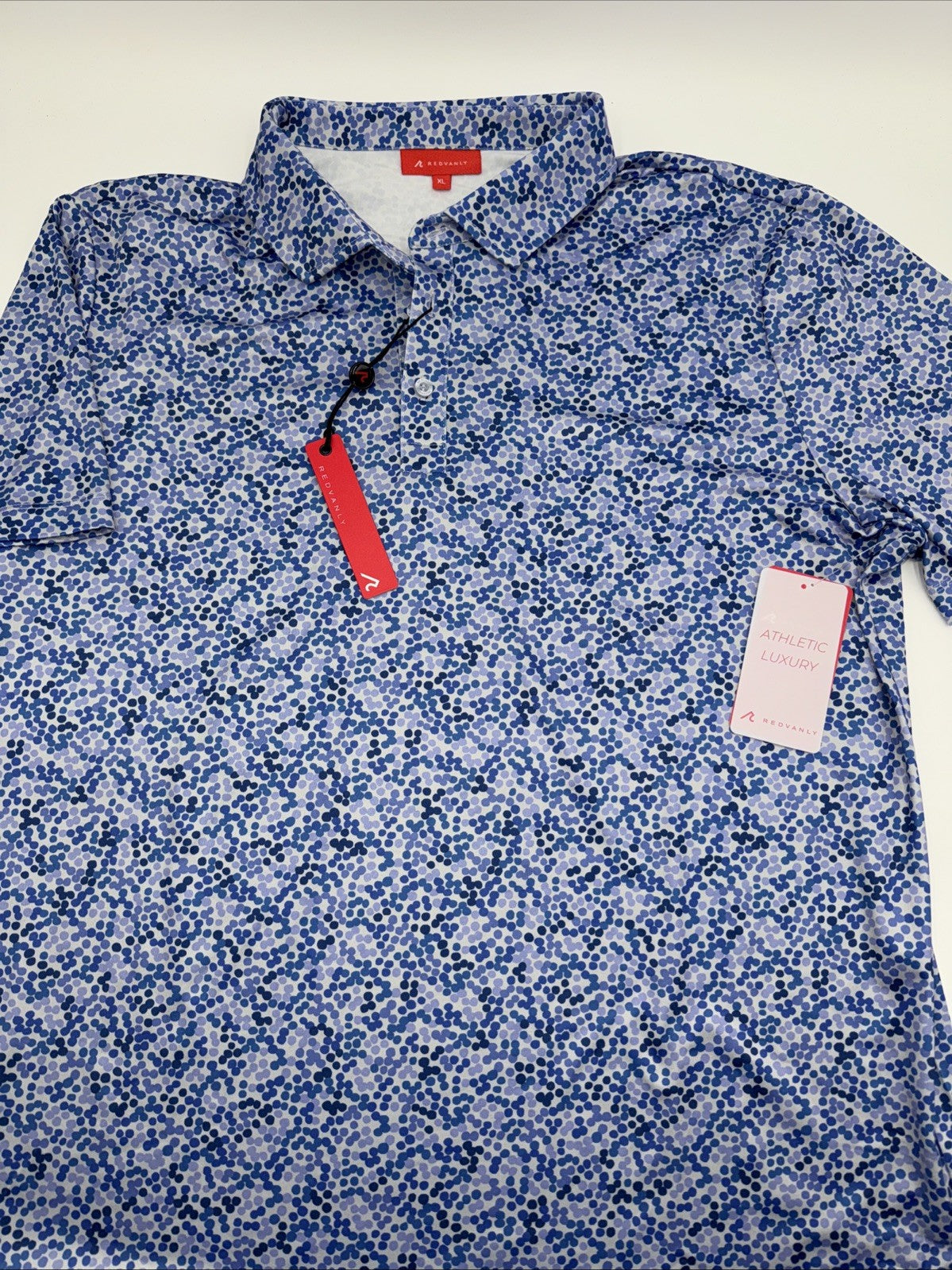 $110 Redvanly Men’s Fourcy Golf Performance Polo Shirt-Blue Lavender -XLarge-New