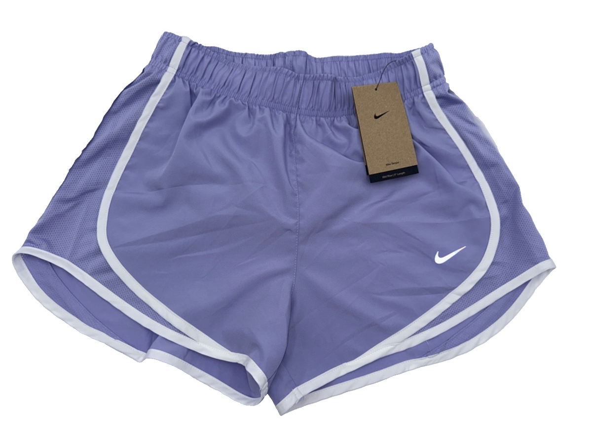 $32 Nike Women's Dri-FIT Tempo Mid-Rise Running Shorts 3” - Lilac Ice - Small