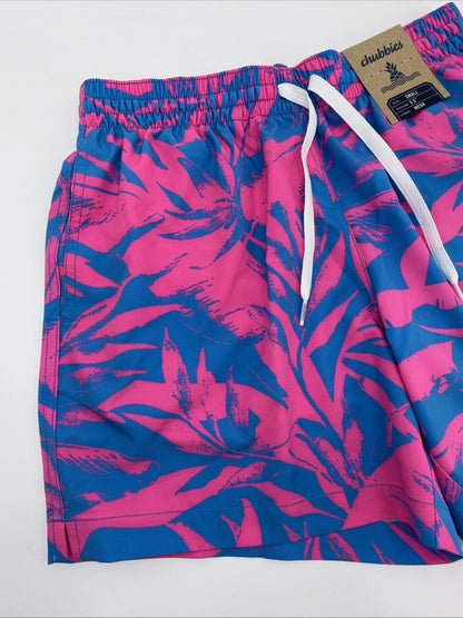 $70 Chubbies The Palm Springers 5.5" Inseam Swim Trunks-Pink/Blue-Small-New Tag