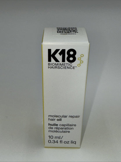 K18 Molecular Repair Hair Oil Biomimetic Hair Science  .34 oz / 10 ml