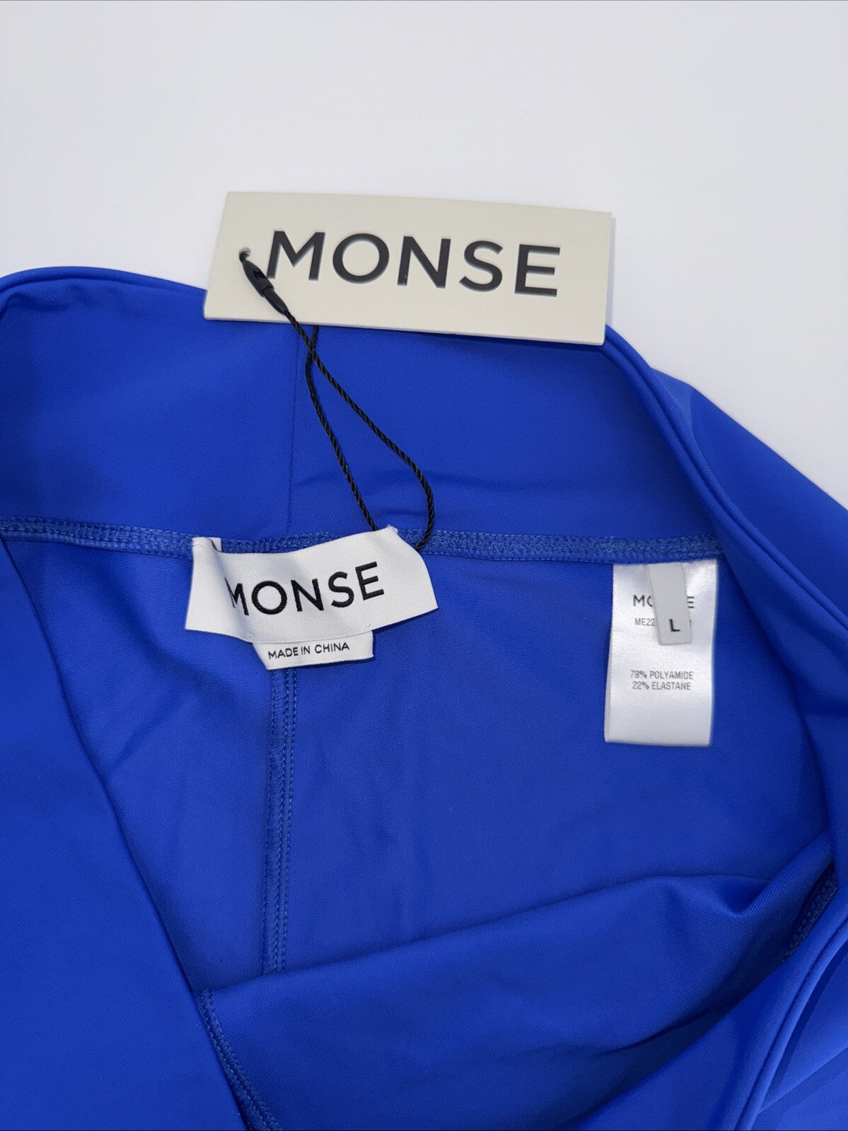 $390 MONSE Designer Blue w/ White Logo Print High Waist Leggings ME220715-Large