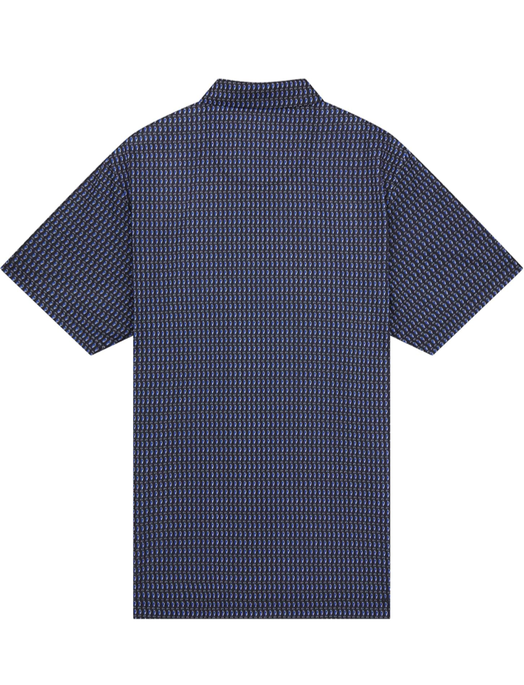 $70 PGA Tour Men's Performance Polo Shirt - Blue/Golf Bag Print- Medium - New