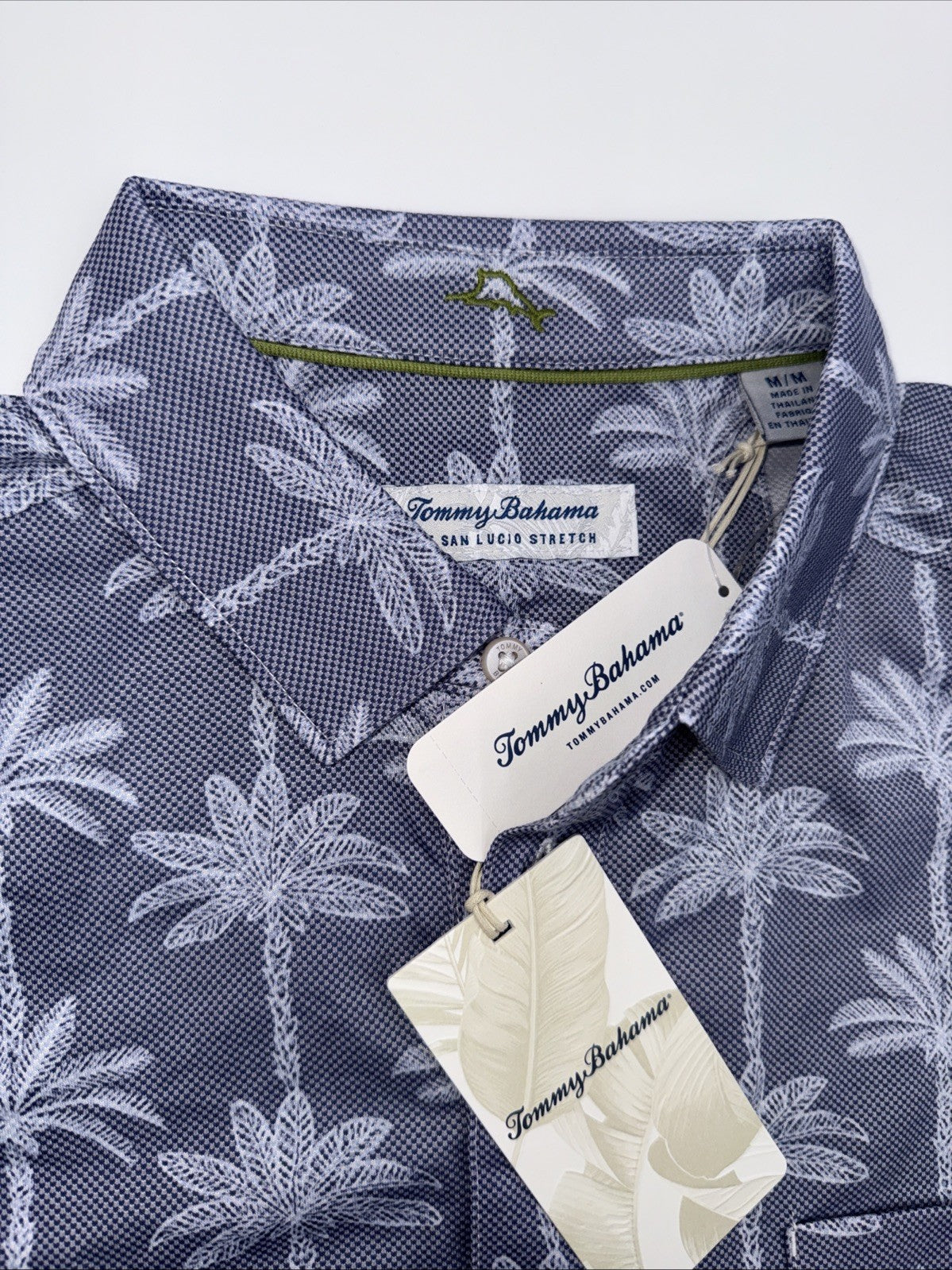 $118 Tommy Bahama Men’s San Lucio Palm Lane Polo Shirt-Blue Hawaiian-Medium-New