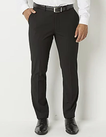 JF J Ferrar Men's Classic Fit Dress Pants Slacks Flat Front-Black-34W 30L- New