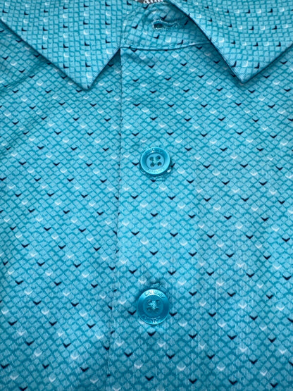 $68 Callaway Men’s Swing Tech All Over Chevron Polo - Scuba Blue- Medium - New