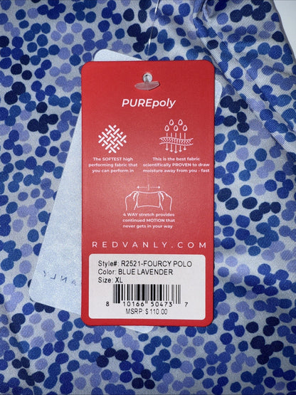 $110 Redvanly Men’s Fourcy Golf Performance Polo Shirt-Blue Lavender -XLarge-New