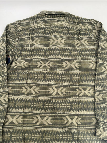 $119 Roark Men’s Weston Long Sleeve Button Up Jacquard Shirt-Military-Medium