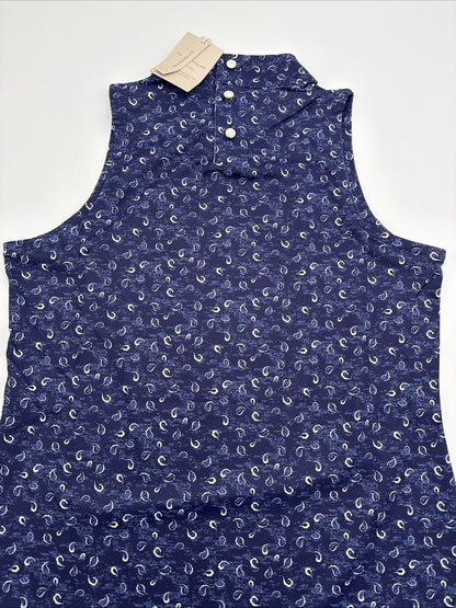$95 Peter Millar Women’s Scottie Tossed Print Sleeveless Top- Navy Blue- Medium