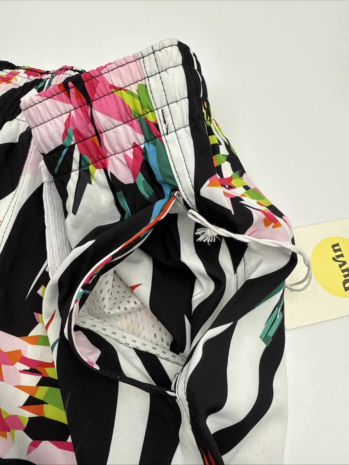 $65 Duvin Design Men's Zebra Floral Swim 4” Trunk Shorts - Multi -Medium-NEW