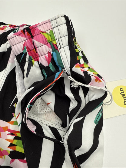 $65 Duvin Design Men's Zebra Floral Swim 4” Trunk Shorts - Multi -Medium-NEW