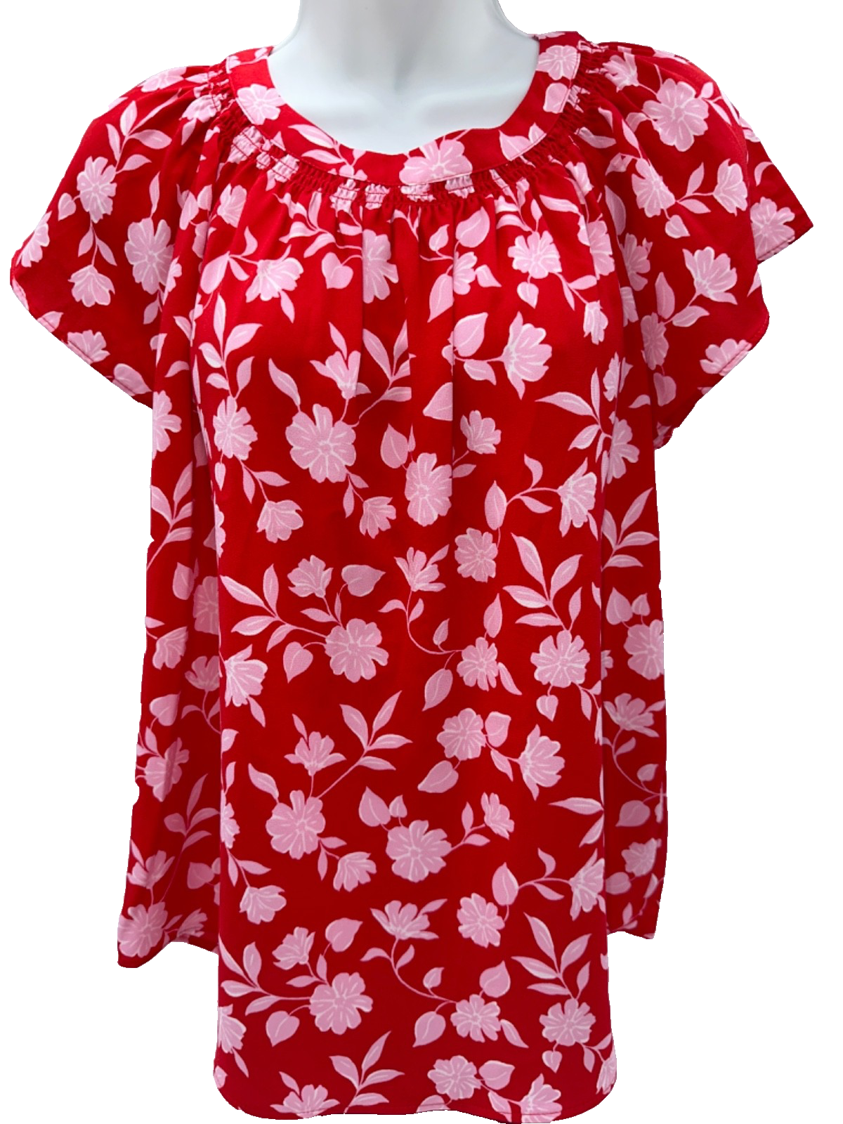 $35 LC Lauren Conrad Women's Tie-Front Shirred Neck Shell Top - Red - Medium-New