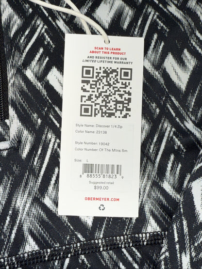 $95 Obermeyer Women’s Geo Discover 1/4 Zip Baselayer Top- White Multi-Large-New