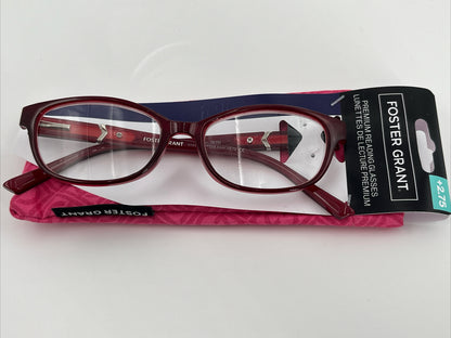 FOSTER GRANT Parissa Unisex Fashion Maroon Reading Glasses +2.75 Retail $25.99