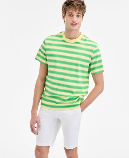 $75 Lacoste Men's Classic Fit Stripped Shirt - Green/Yellow - Large- New Tags