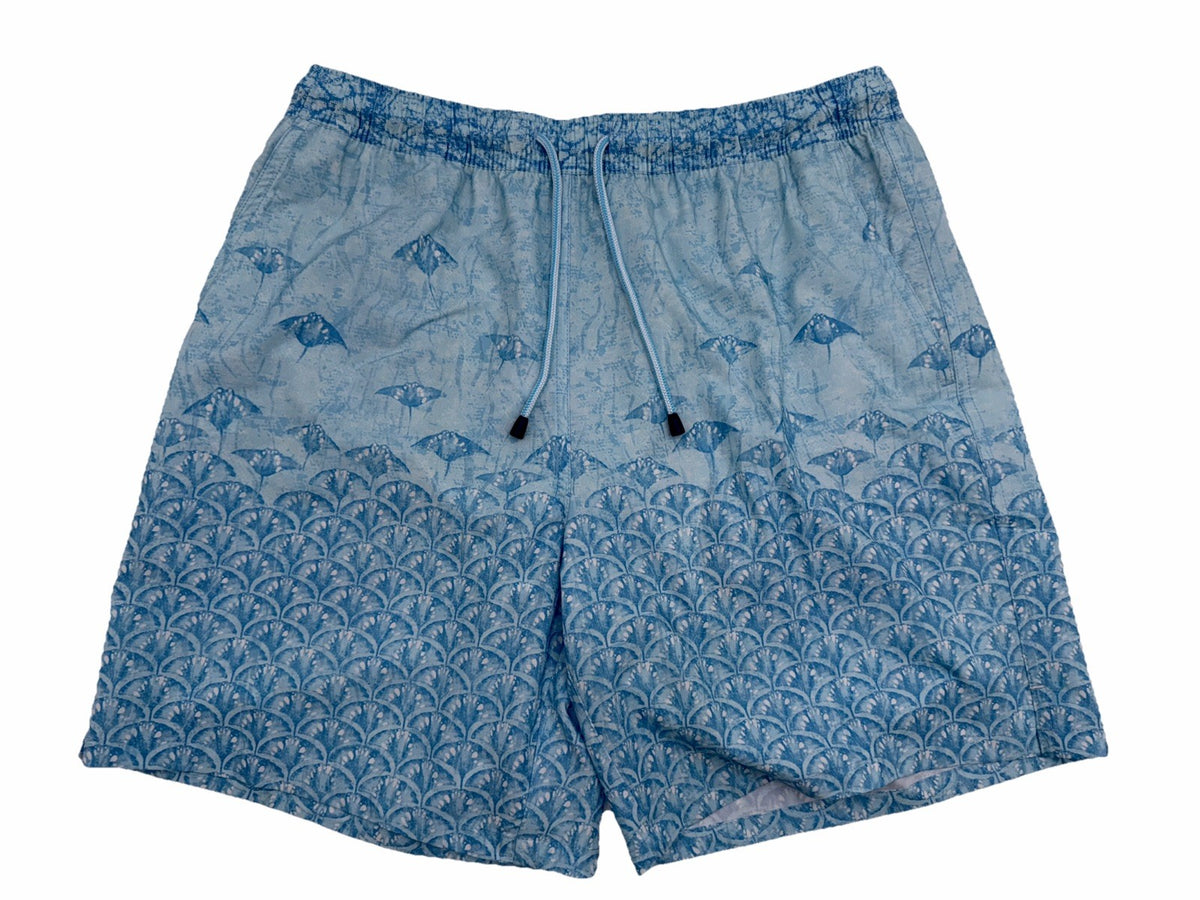 $100 Peter Millar Men’s Tropical Stingray Swim Trunks - Blue- Medium - NWT