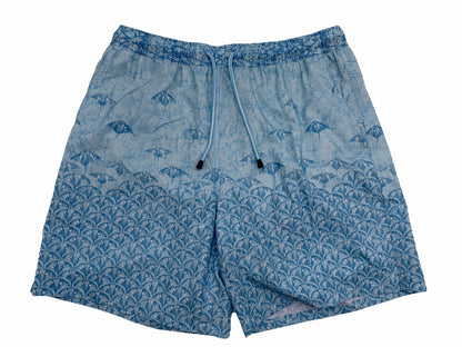 $100 Peter Millar Men’s Tropical Stingray Swim Trunks - Blue- Medium - NWT