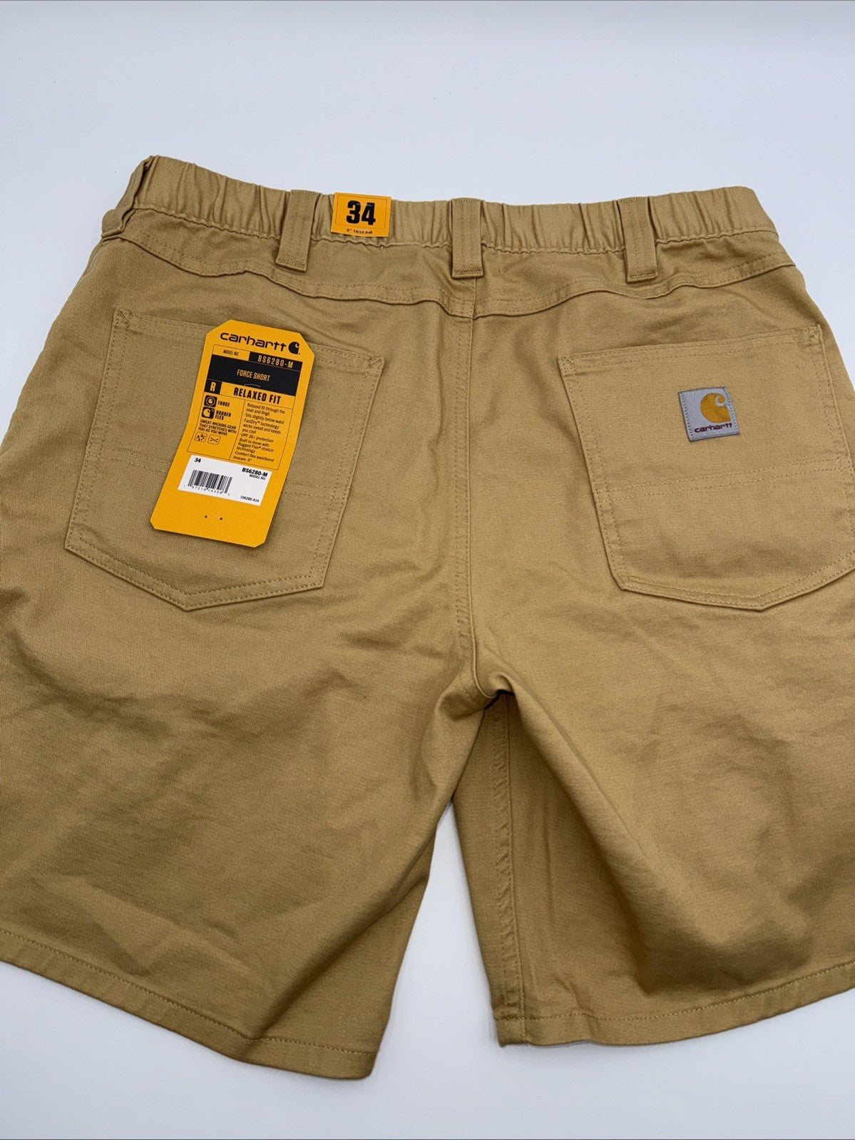 Carhartt Men's 106280 Force® Relaxed Fit Short - 9 Inch  - Golden Sand- 34W-New