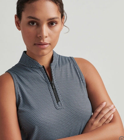 $95 PETER MILLAR Women’s Shirley Sleeveless Zip Polo-Graphite -SIZE: Small-New