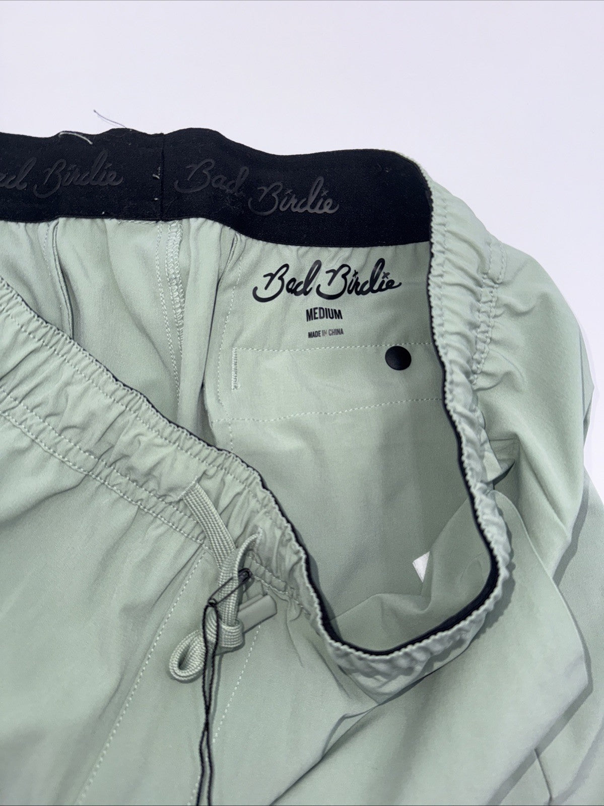 $74 Bad Birdie Men's Active Golf Shorts Elastic Waist Drawstring-Sage-Medium-New