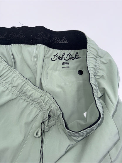 $74 Bad Birdie Men's Active Golf Shorts Elastic Waist Drawstring-Sage-Medium-New