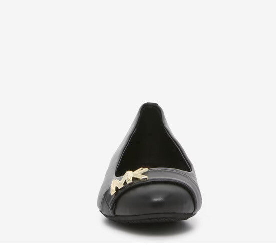 Michael Kors JILLY Ballet Flat MK Logo w/Gold Logo- Black- Size 6.5M - NEW