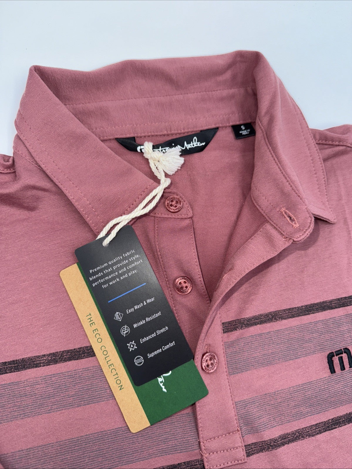 $98 Travis Mathew Men’s Red River Golf Polo Shirt- Roan Rouge-Small - New Tags