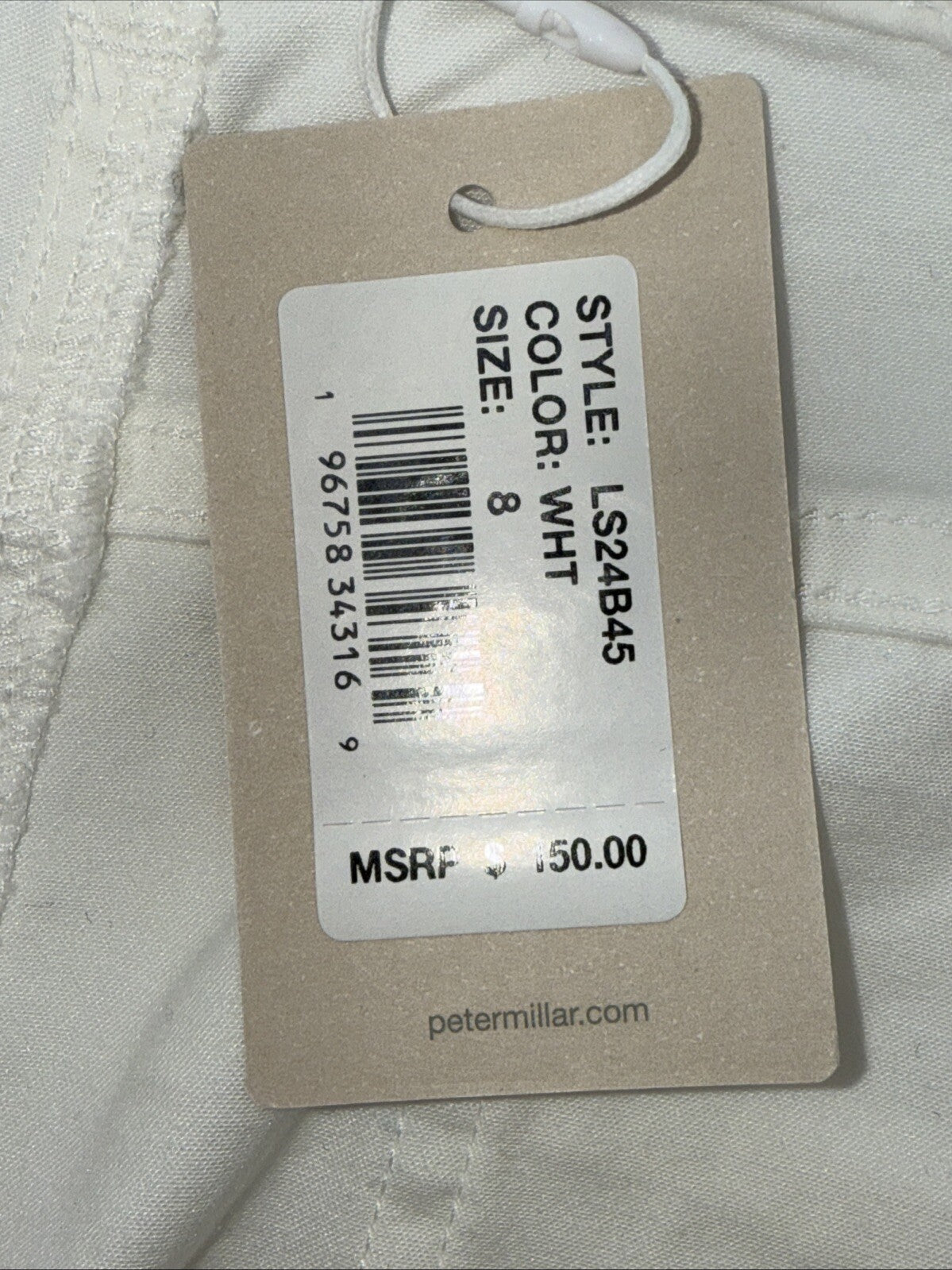 $150 Peter Millar Women's Karlie Stretch Sateen High Rise Pant -White-Size 8-NEW