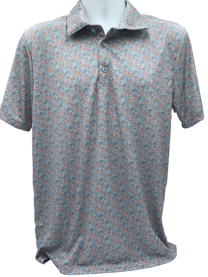 $55 Huk Men's Dolphin Cocktail Pursuit Polo - Grey - Medium - New With Tags