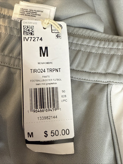 $50 Adidas Men's Tiro 24 Slim Training Pants - Grey On White- Medium- New Tag
