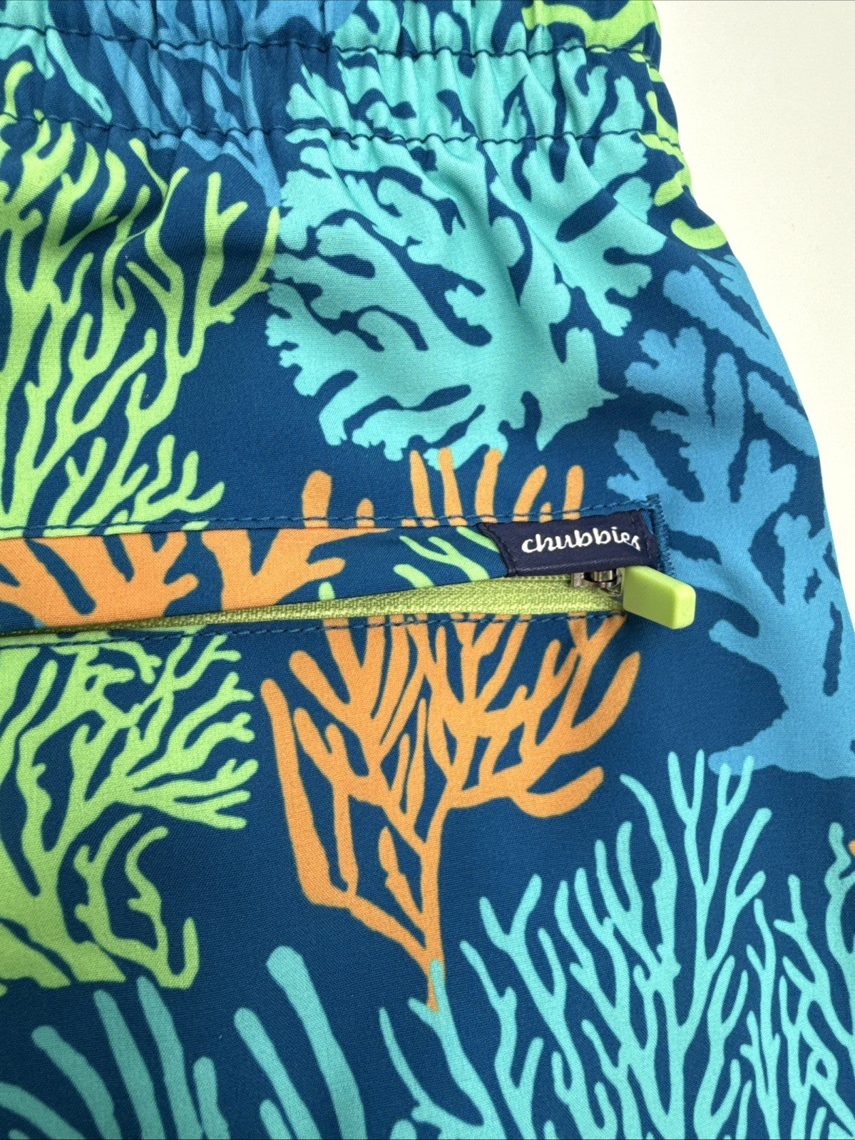 $80 Chubbies Men’s The Coral Quarrels 7” Swim Trunk Liner Shorts-Aqua - Medium