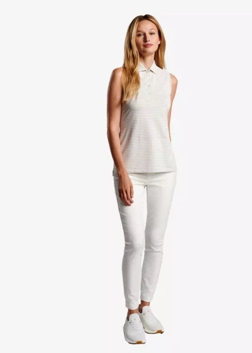 $90 Peter Millar Women’s Banded Striped  Sleeveless Top- Stone/White- Medium-New