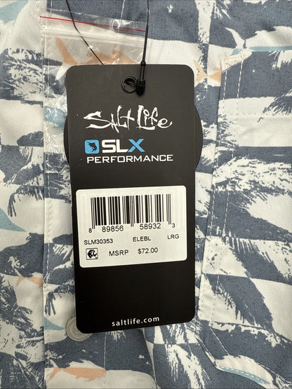 $72 Salt Life Men's Sunshine Button Down Shirt - Elemental Blue - Large- New