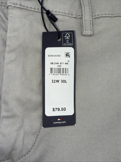 $80 Tommy Hilfiger Men The Flex Chino Cotton Casual Pants -Drizzle Grey-32W 30L