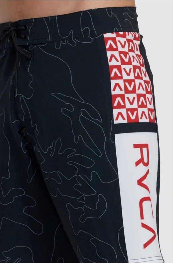 $60 RVCA Men’s Apex 2 - 18" Boardshorts Trunk - Camo Black/Red- Size: 30”- New