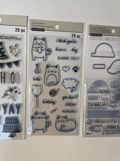Lot Of 4 Recollections Poly Clear Photopolymer Stamps - Combo Lot