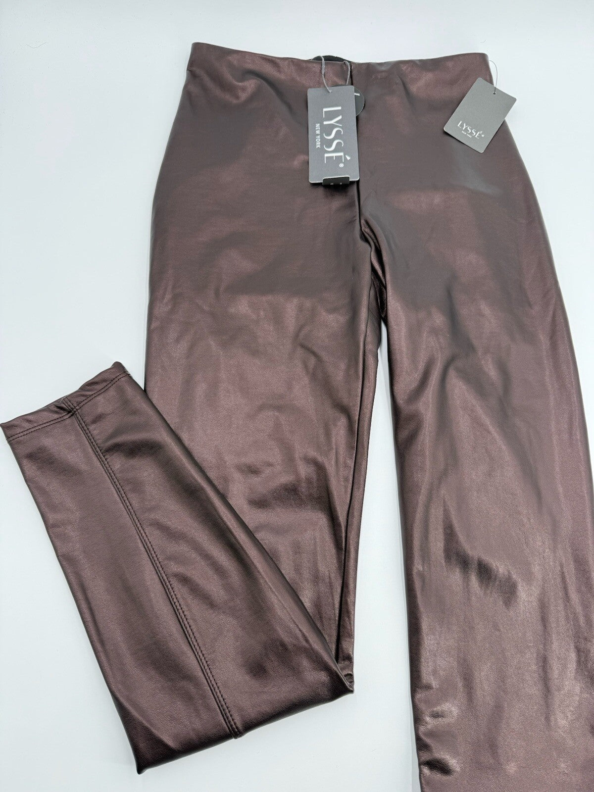 $108 Lysse Women's Stretch Skinny Faux Leather Leggings Pants-Copper -Small- New