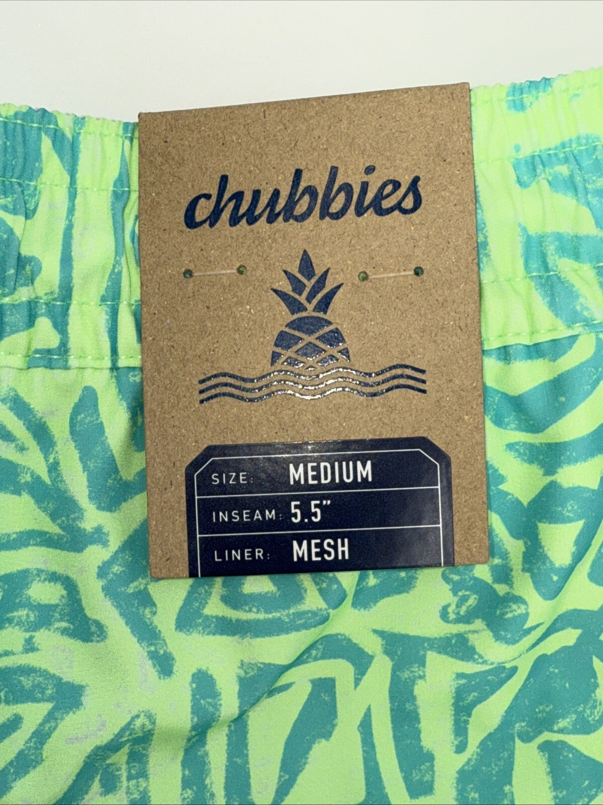$70 Chubbies The Shakedowns 5.5" Inseam Swim Trunks-Green Blue -Medium-New Tag