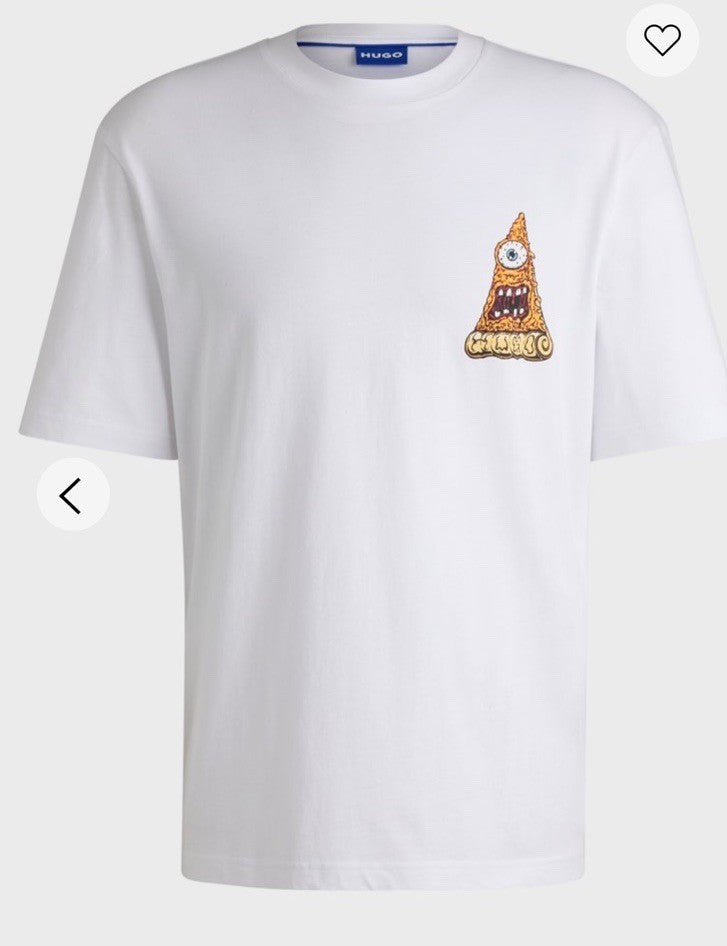 $58 BOSS By Hugo Boss Men’s Pizza Graphic Print T- Shirt-White - Medium-NWT