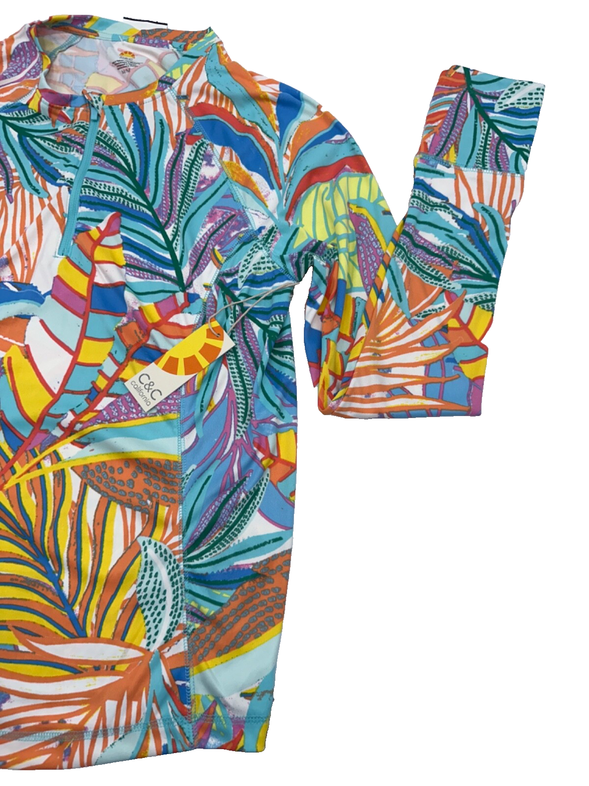 $68 C&C California Women's Long Sleeve 1/4 Zip Top - Multi Color - Medium - New