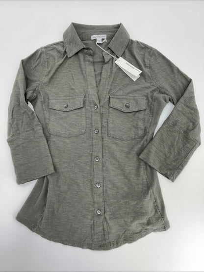$165 James Perse Women’s Contrast Panel Shirt - Khaki PLM- Size: 0 (Small)- New