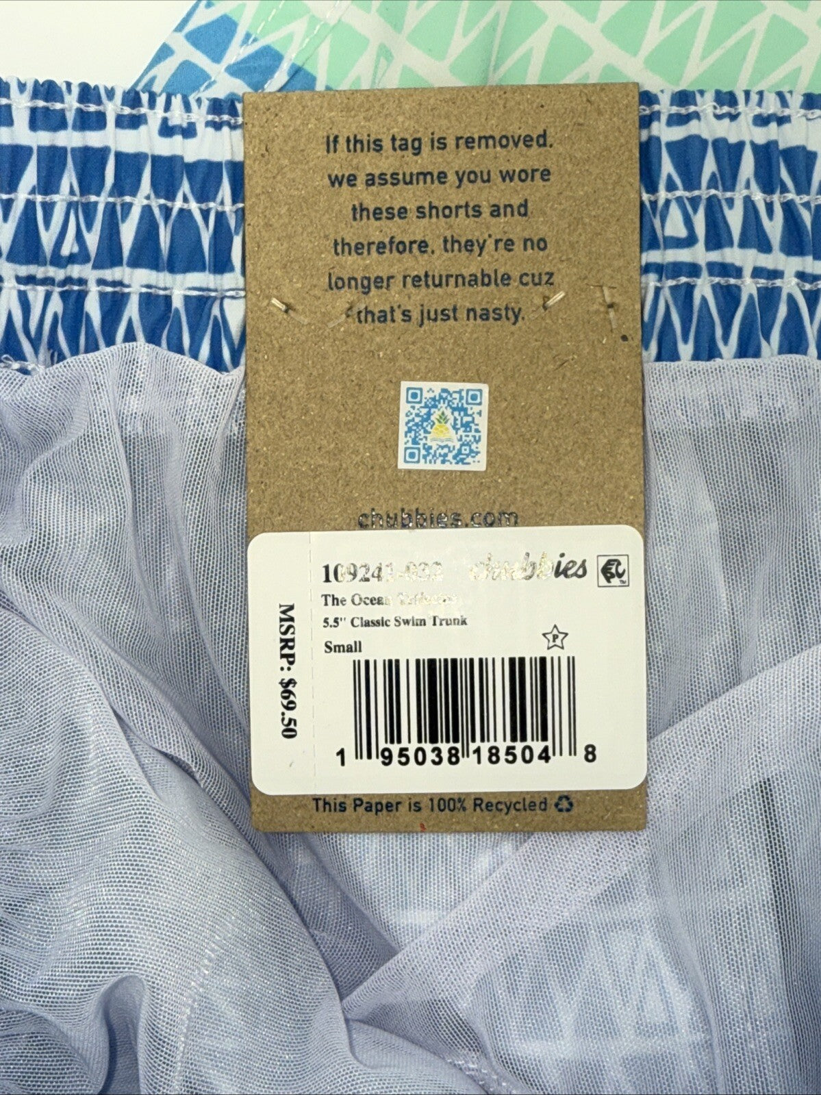 $70 Chubbies The Ocean Trifectas 5.5" Inseam Swim Trunks- Multi -Small -New Tag