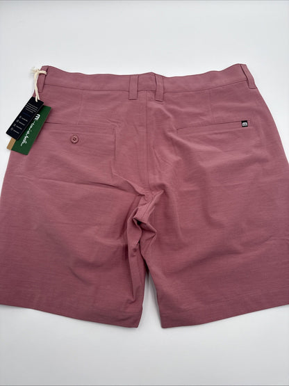 Travis Mathew Men’s Bermuda Comfort Stretch Easy Golf 8” Shorts-Heather Red -32W