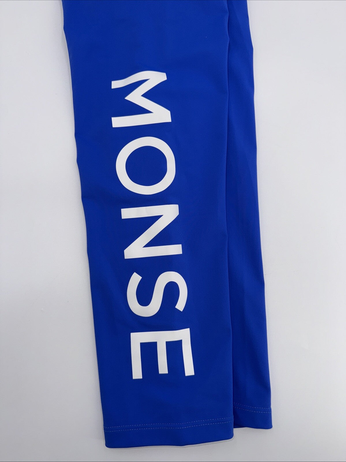 $390 MONSE Designer Blue w/ White Logo Print High Waist Leggings ME220715-Large