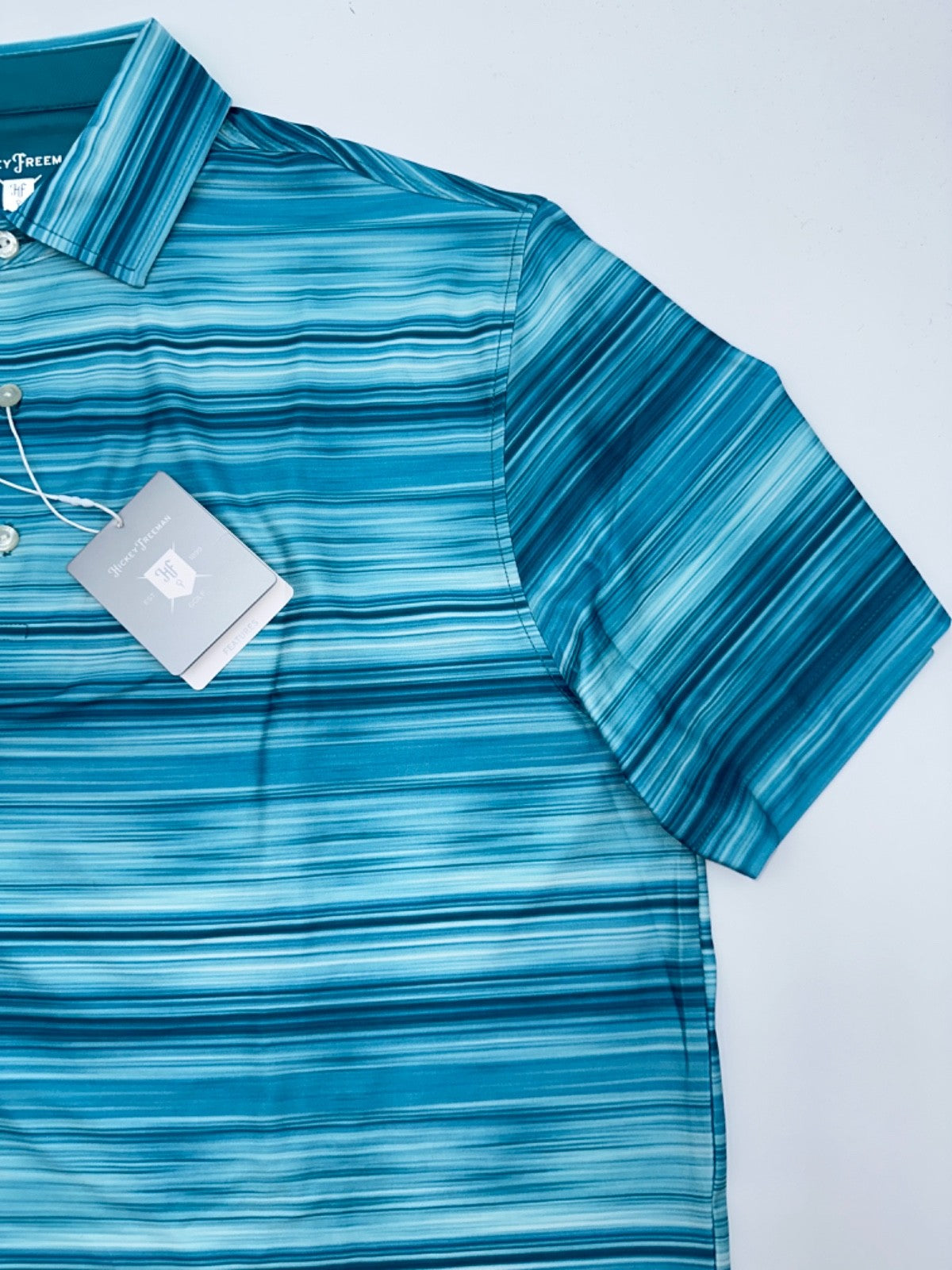 $94 Hickey Freeman Men's Golf Polo Short Sleeve Shirt - Aqua - Medium - New